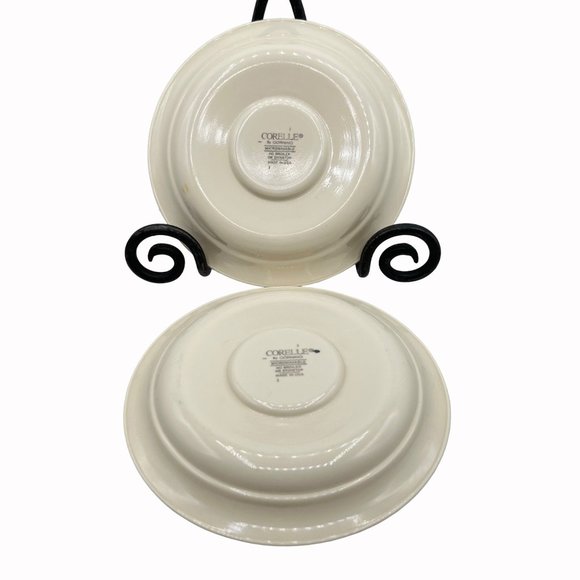 Corelle by Corning Vitrelle Abundance Pyroceram Red Blue Banded Saucers 5 Piece - Picture 7 of 10